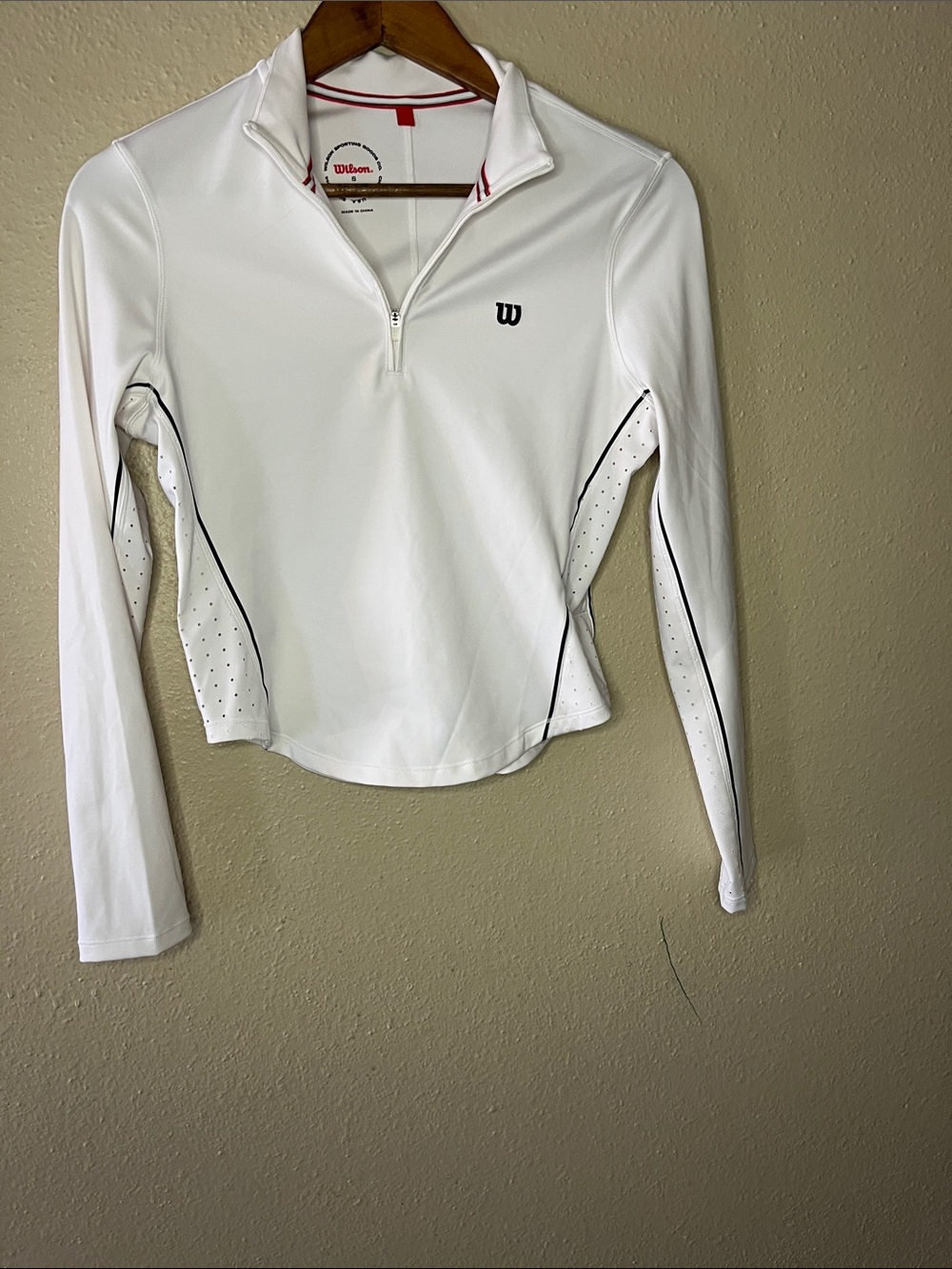 Wilson White Long-Sleeve Quarter-Zip Performance Top